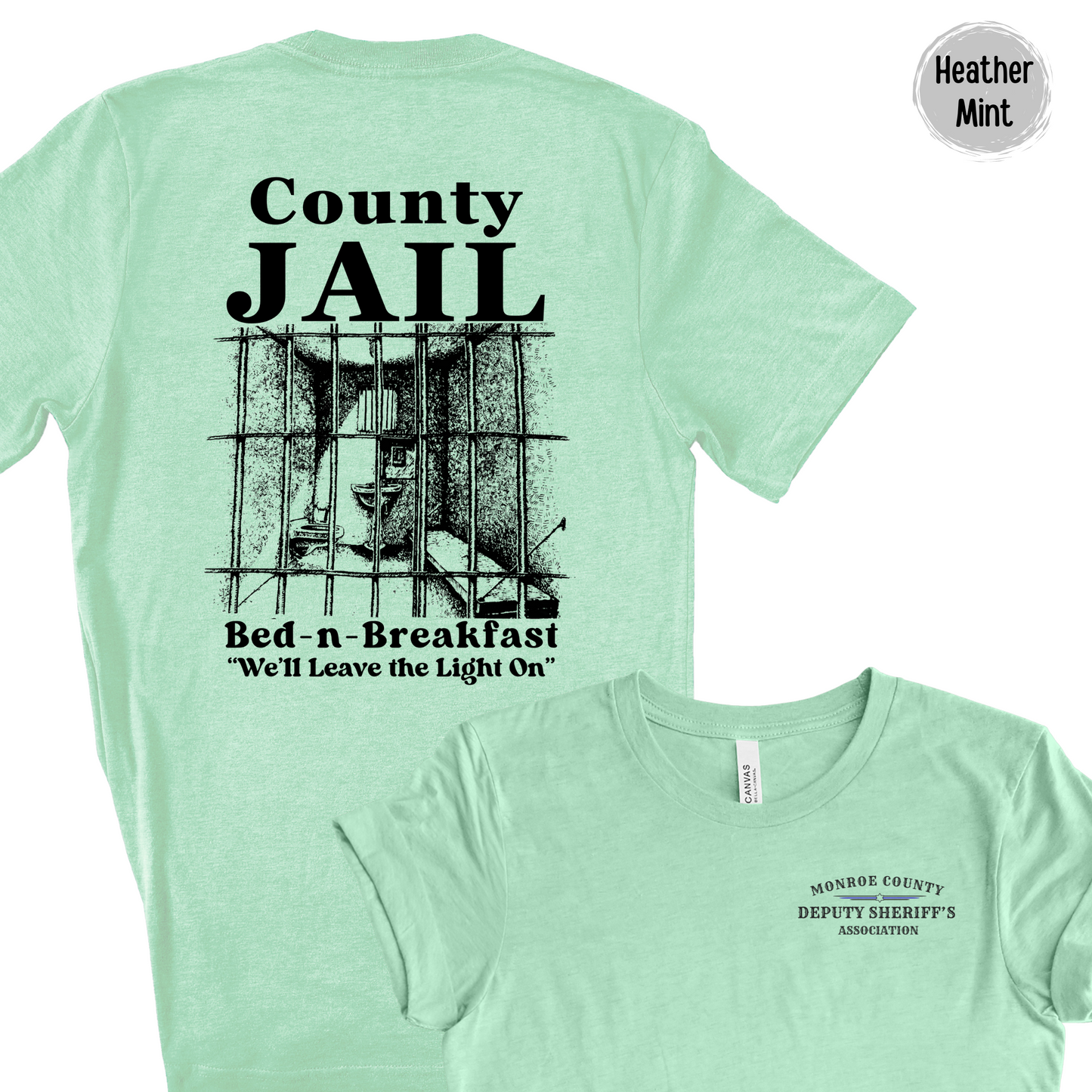 County Jail Bed-n-Breakfast Short Sleeve Bella Canvas T-Shirt with left chest union logo