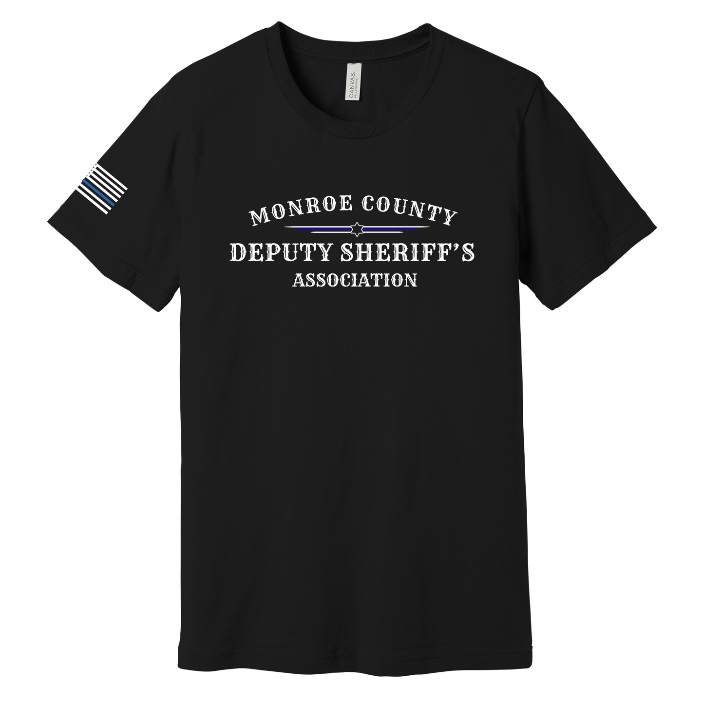 Bella Canvas Short Sleeve T-Shirt MCDSA Logo Large Chest and thin blue line flag on sleeve