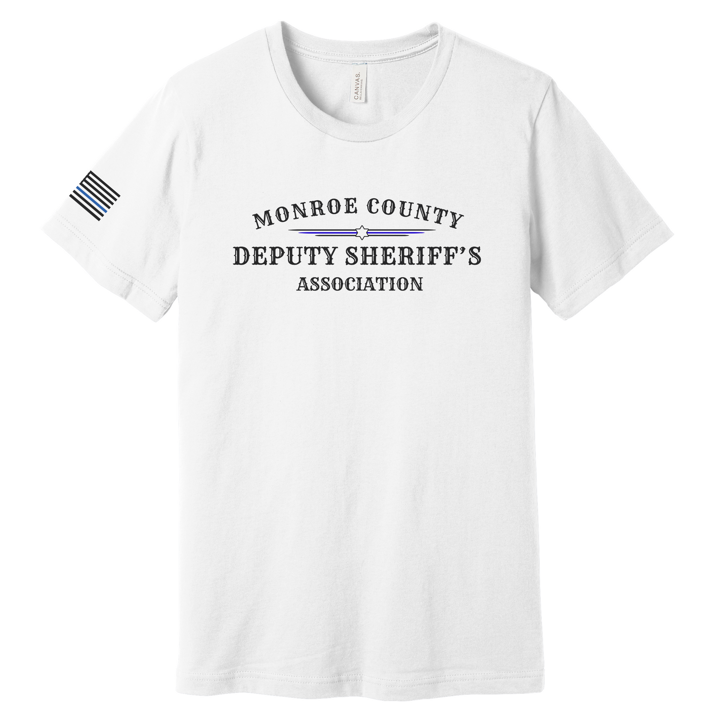 Bella Canvas Short Sleeve T-Shirt MCDSA Logo Large Chest and thin blue line flag on sleeve
