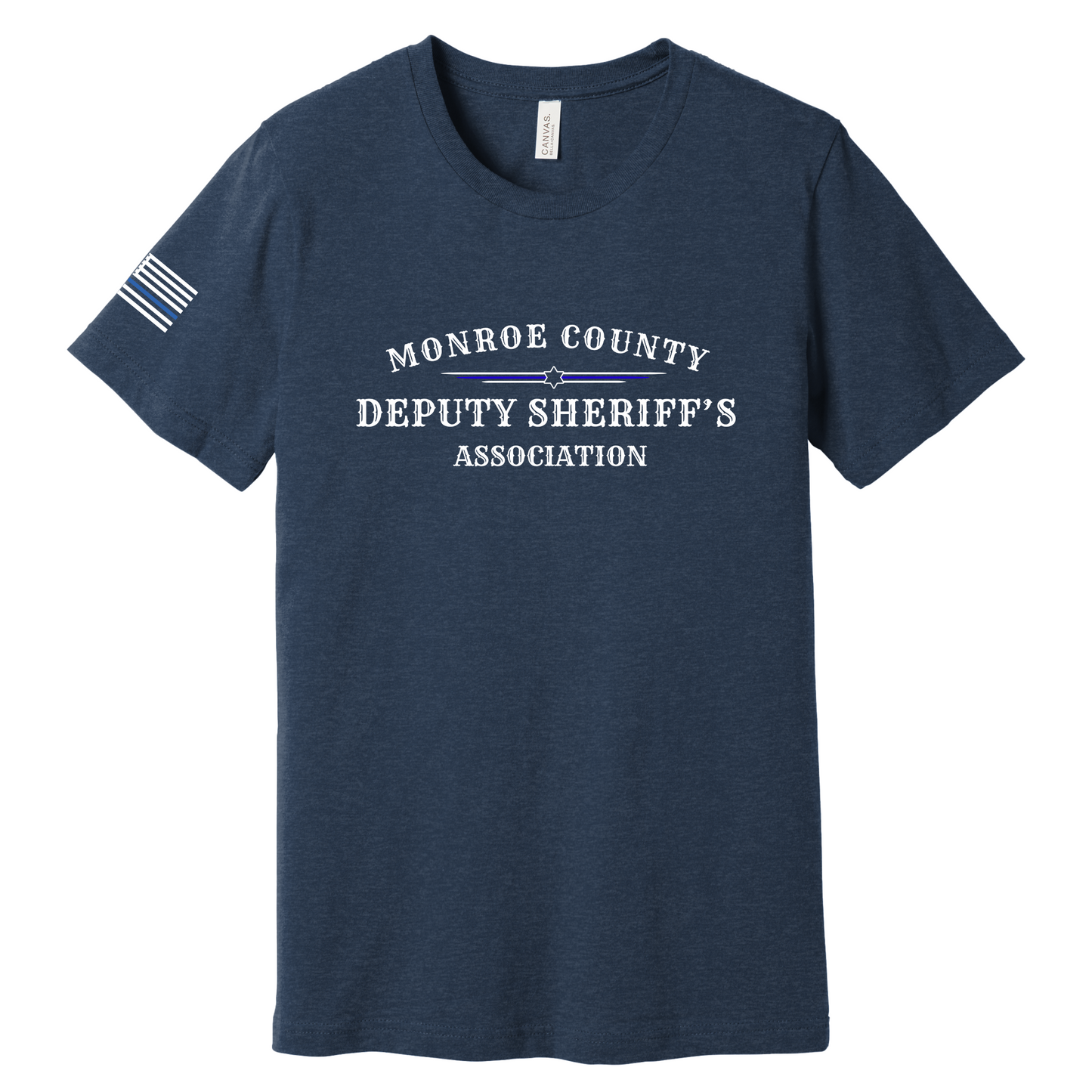 Bella Canvas Short Sleeve T-Shirt MCDSA Logo Large Chest and thin blue line flag on sleeve