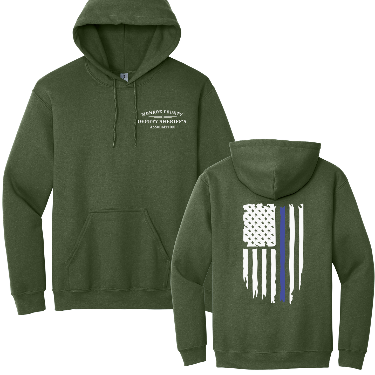 Gildan Pullover Hoodie with Back Flag and MCDSA Left Chest Logo