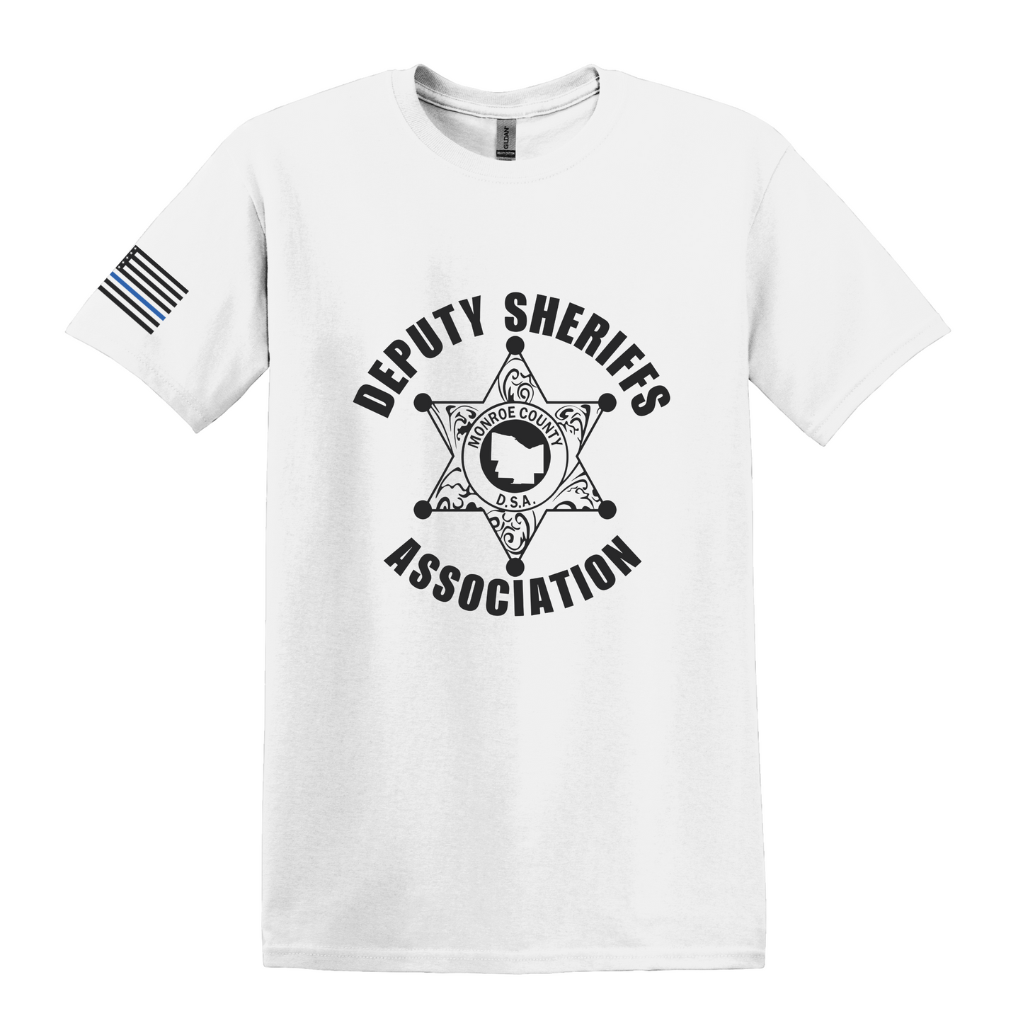 Gildan Softstyle Short Sleeve T-Shirt Large Front Deputy Logo and flag on sleeve