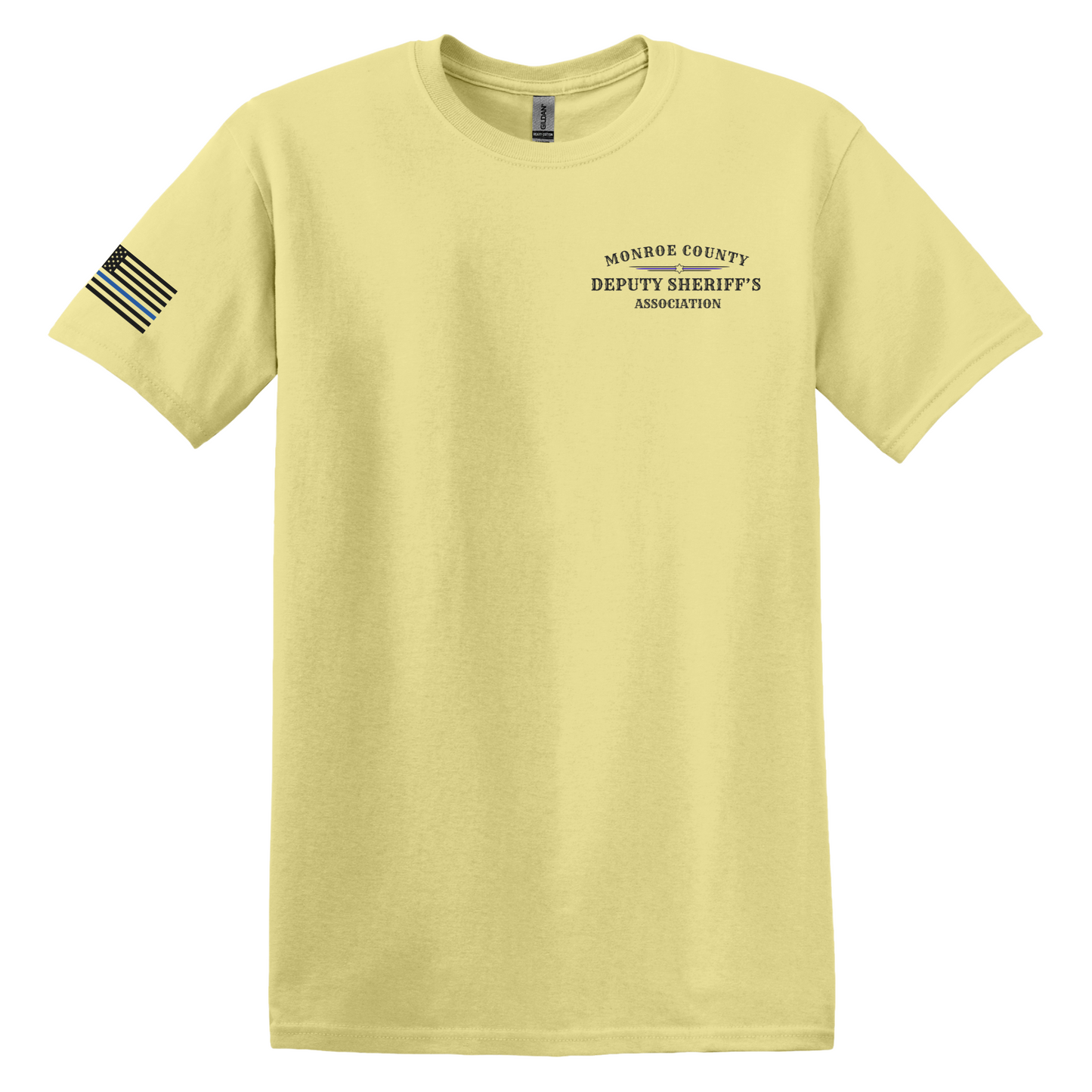 Gildan Heavy Cotton Short Sleeve T-Shirt, MCDSA Logo Front Chest and Flag Sleeve Design