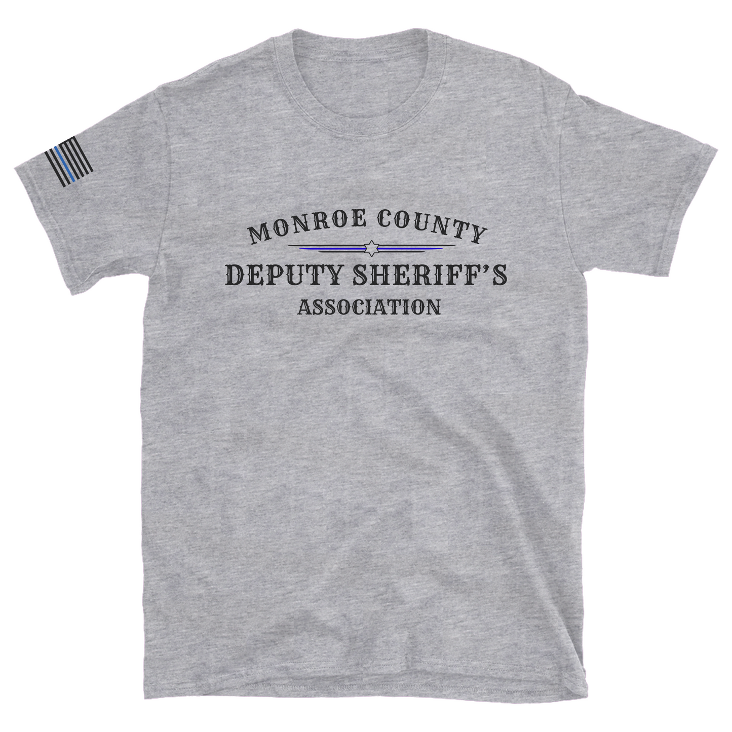 Bella Canvas Short Sleeve T-Shirt MCDSA Logo Large Chest and thin blue line flag on sleeve