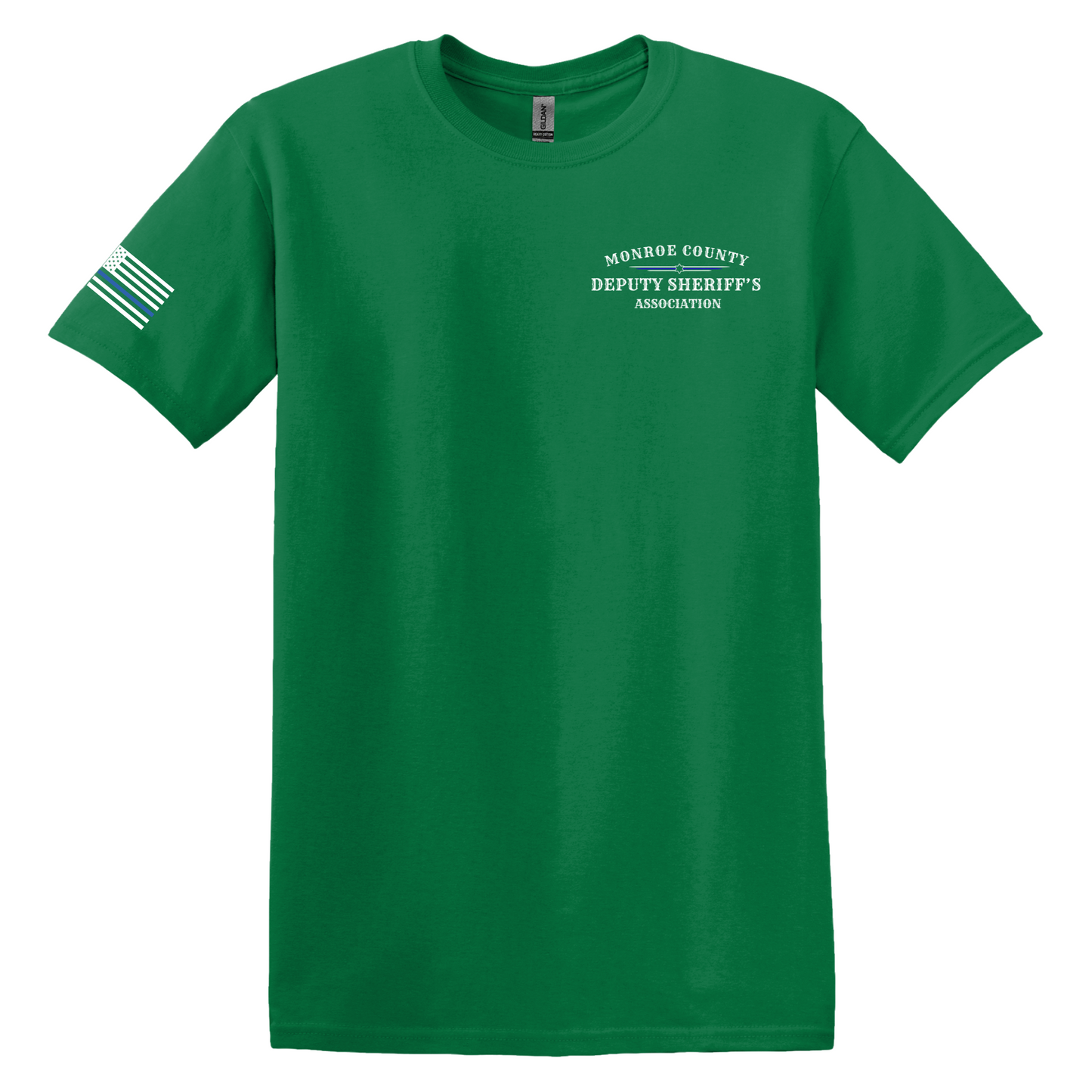 Gildan Heavy Cotton Short Sleeve T-Shirt, MCDSA Logo Front Chest and Flag Sleeve Design