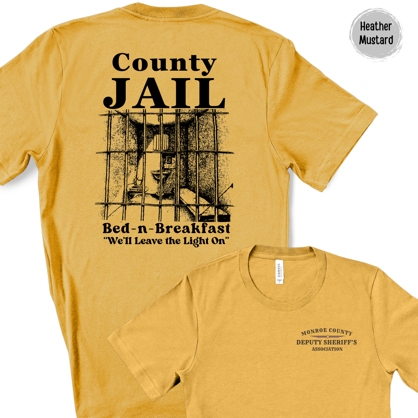 County Jail Bed-n-Breakfast Short Sleeve Bella Canvas T-Shirt with left chest union logo