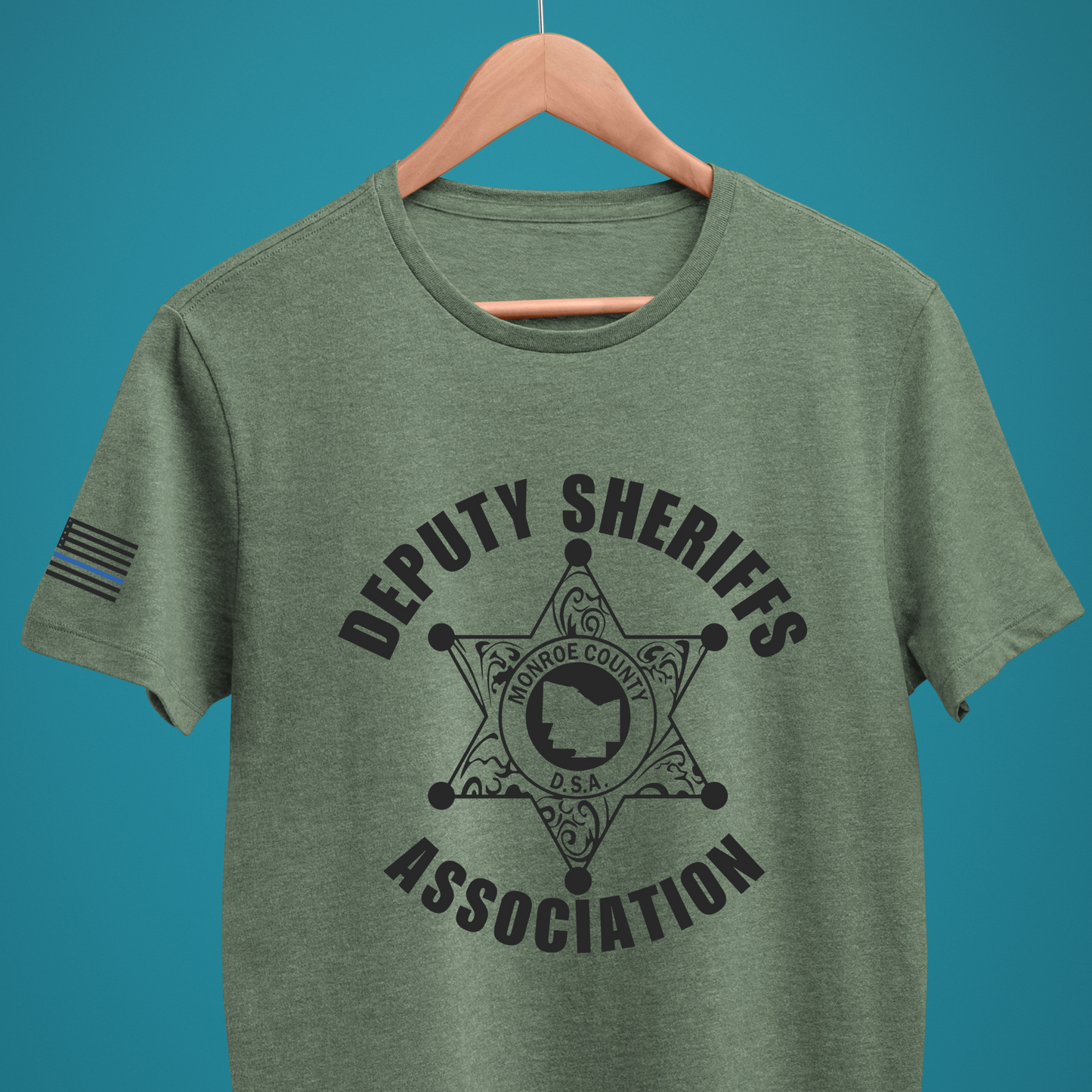 Gildan Softstyle Short Sleeve T-Shirt Large Front Deputy Logo and flag on sleeve