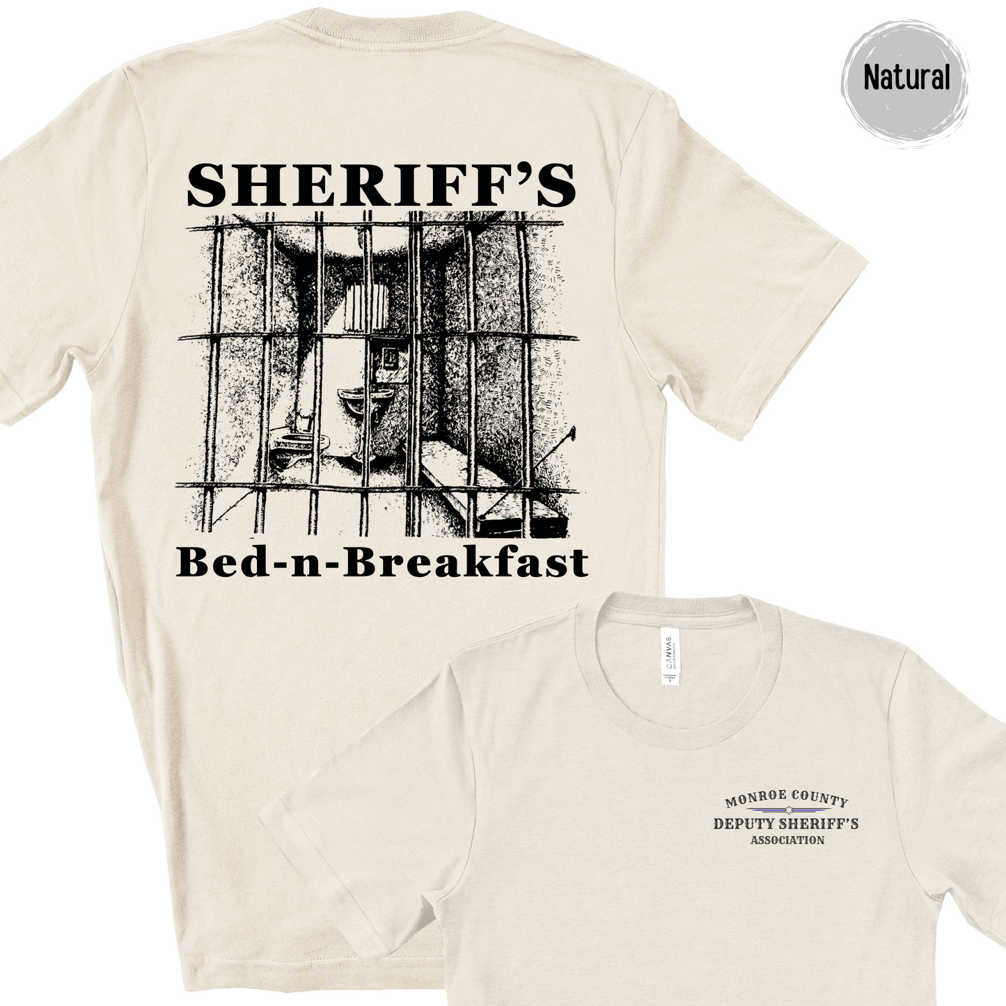 Sheriff Bed-n-Breakfast Short Sleeve Bella Canvas T-Shirt with left chest union logo