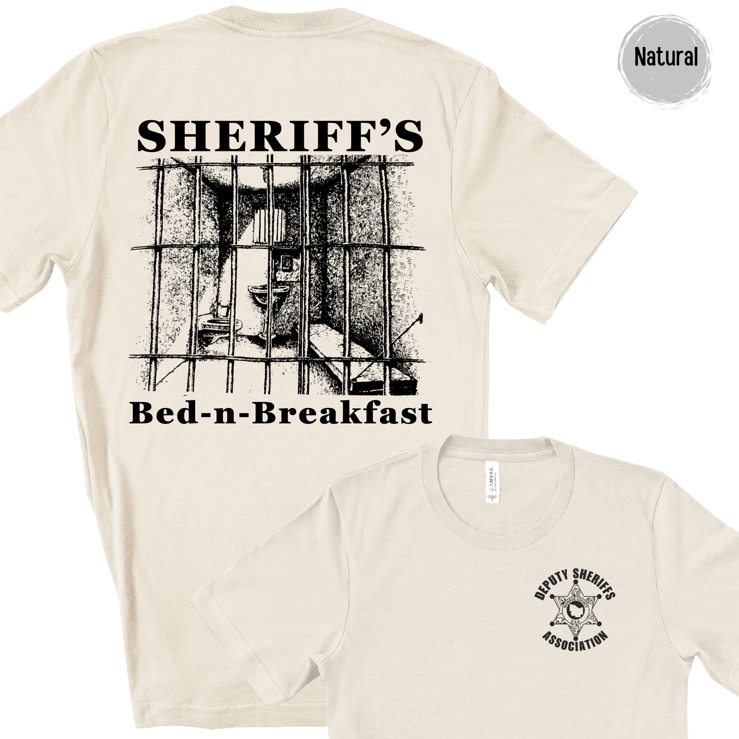 Sheriff Bed-n-Breakfast Short Sleeve Bella Canvas T-Shirt Deputy Logo Left Chest