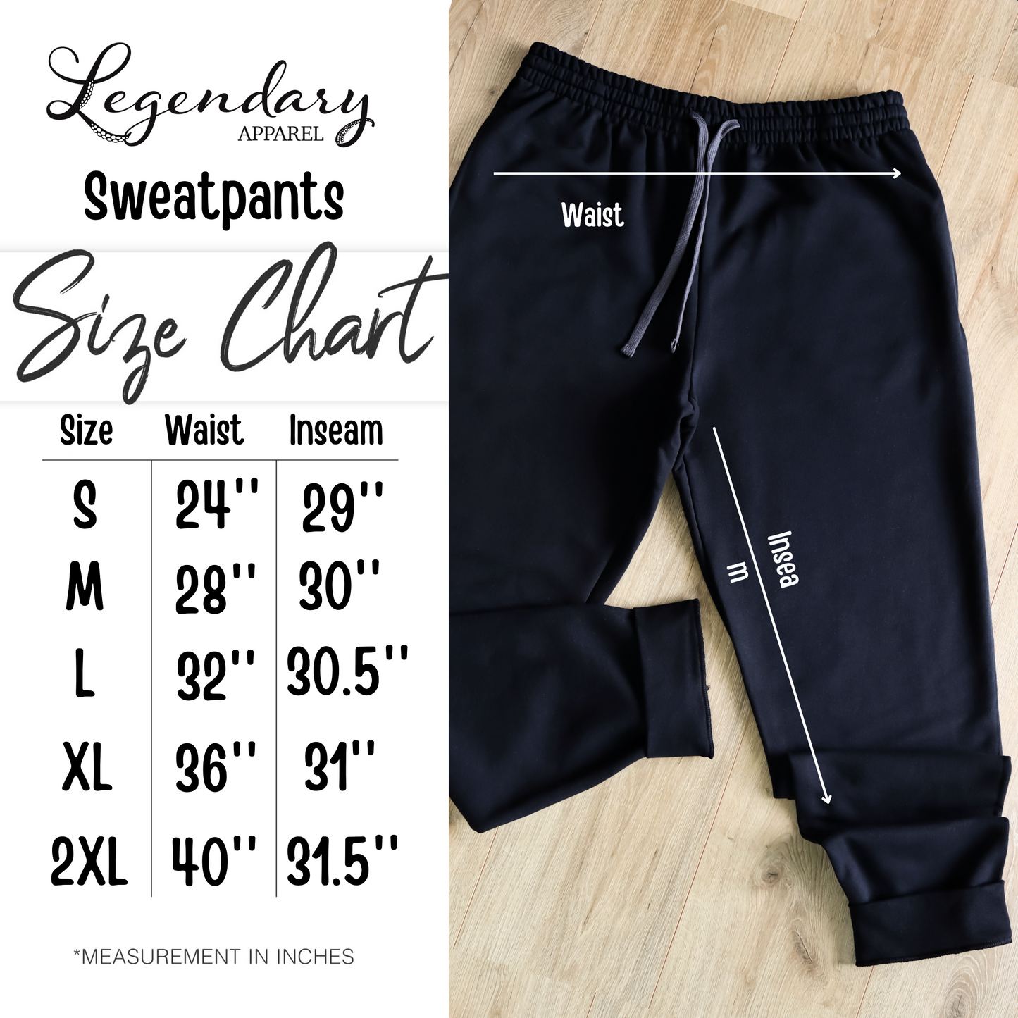 Black Sweatpant Joggers with drawstring waist and side pockets