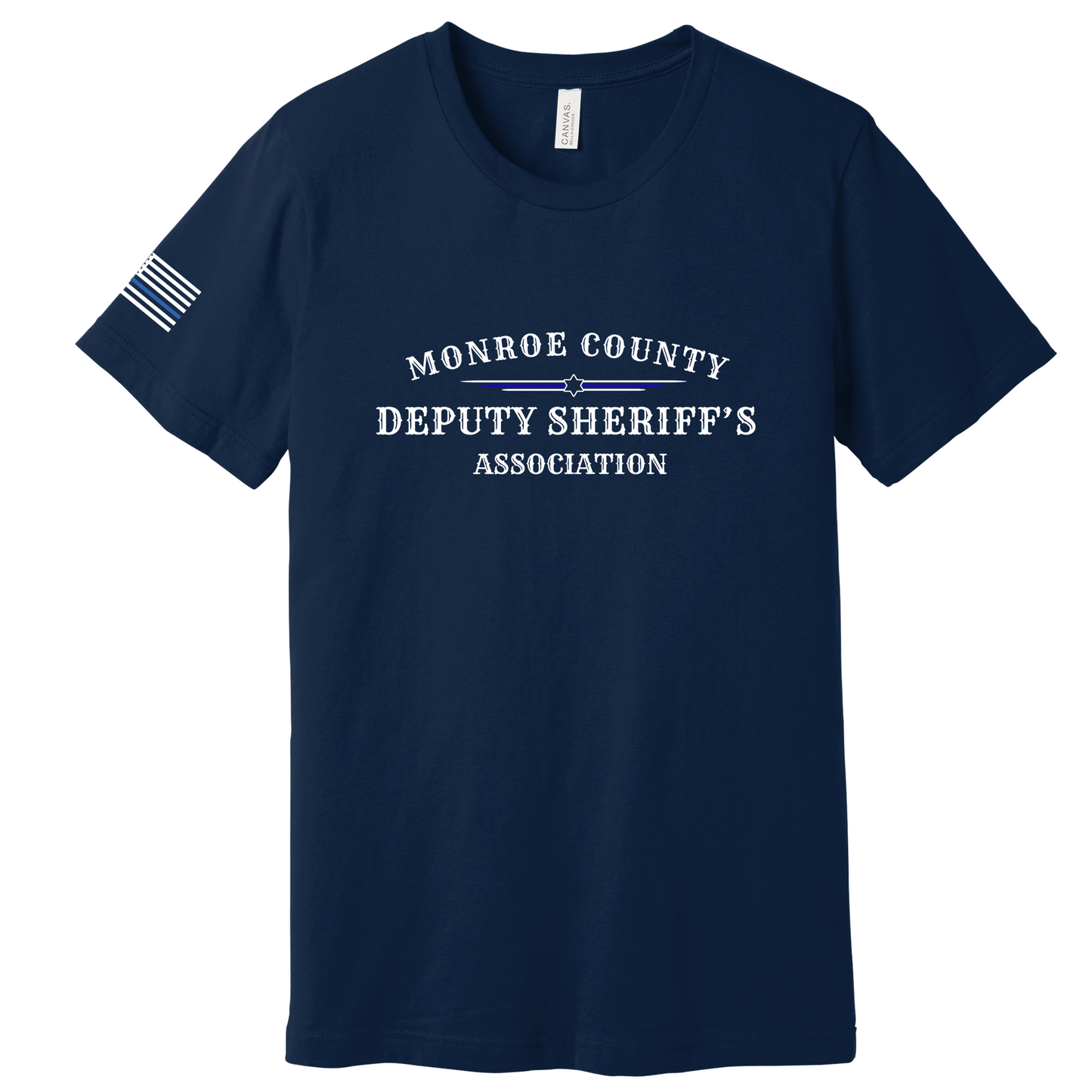 Bella Canvas Short Sleeve T-Shirt MCDSA Logo Large Chest and thin blue line flag on sleeve