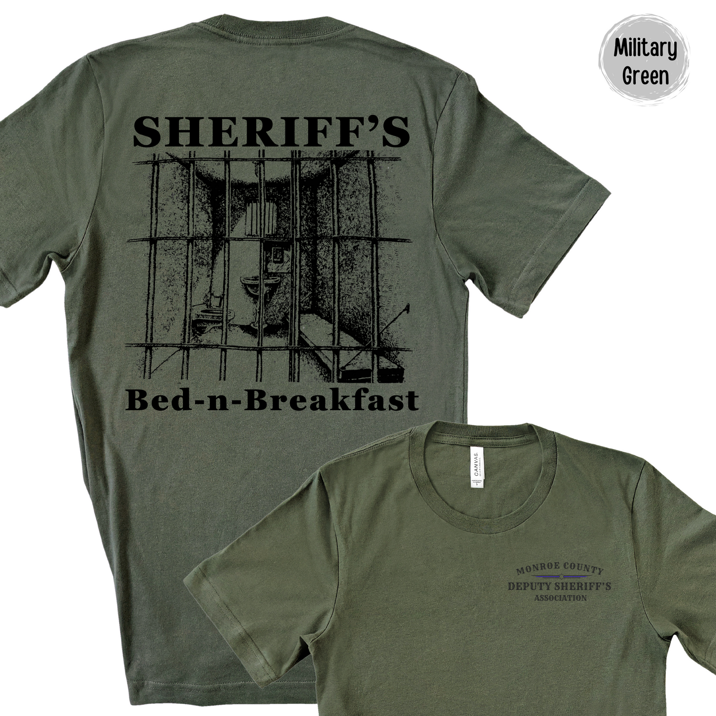 Sheriff Bed-n-Breakfast Short Sleeve Bella Canvas T-Shirt with left chest union logo