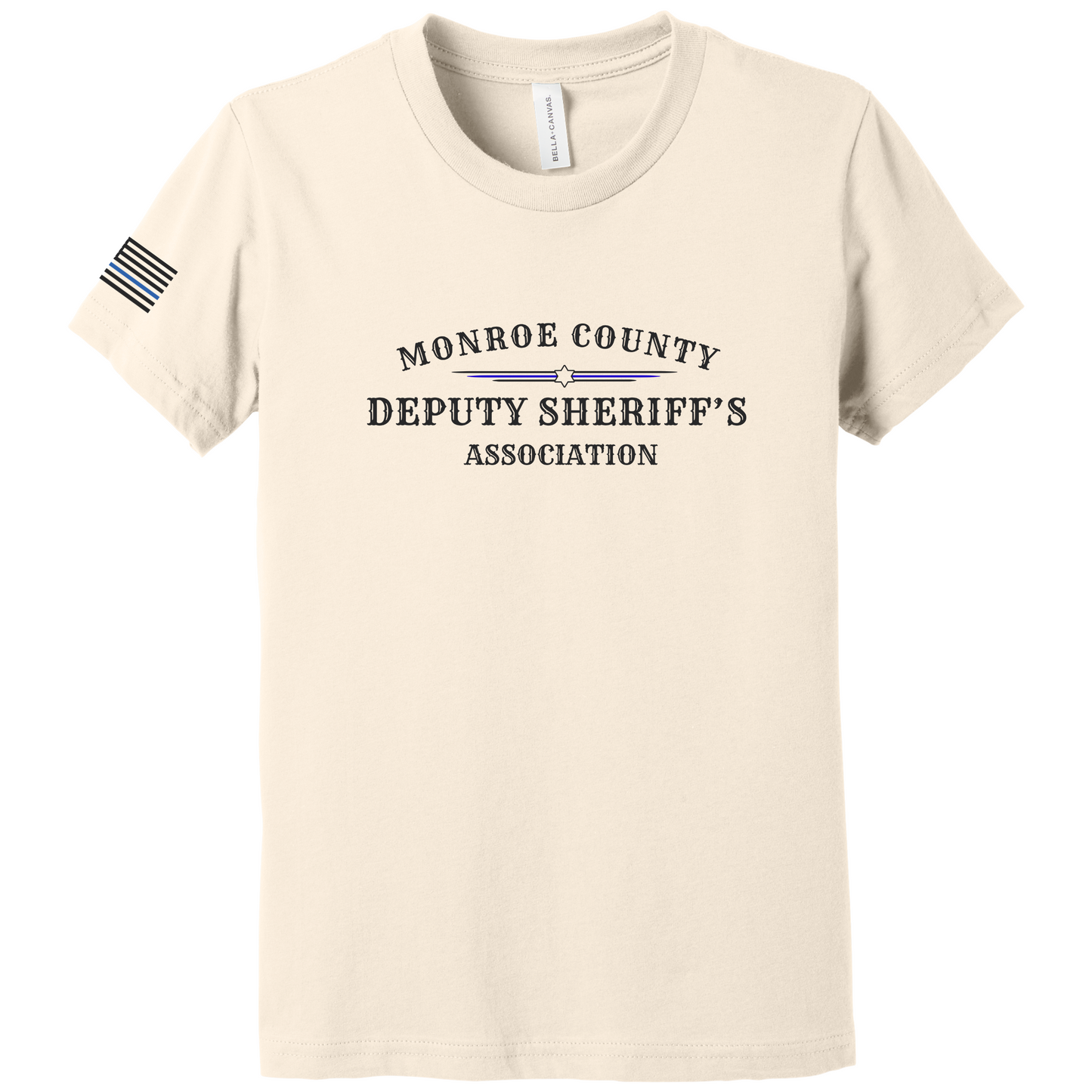 Bella Canvas Short Sleeve T-Shirt MCDSA Logo Large Chest and thin blue line flag on sleeve