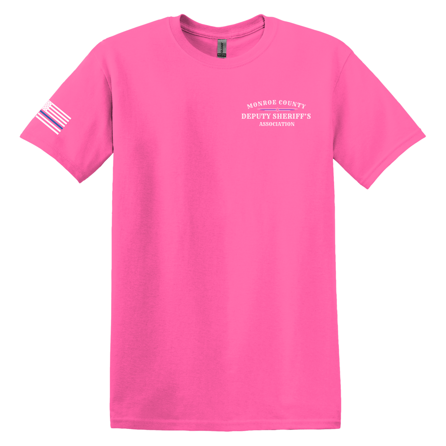 Gildan Heavy Cotton Short Sleeve T-Shirt, MCDSA Logo Front Chest and Flag Sleeve Design