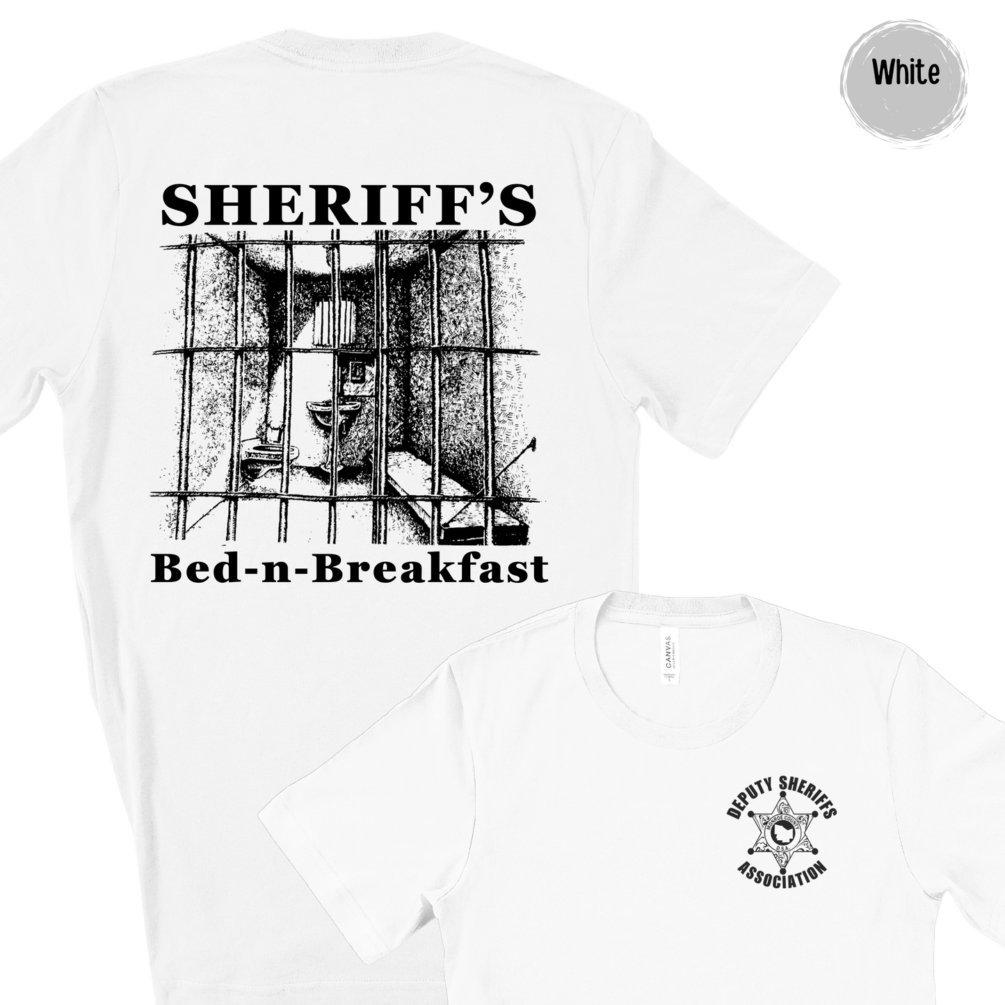 Sheriff Bed-n-Breakfast Short Sleeve Bella Canvas T-Shirt Deputy Logo Left Chest