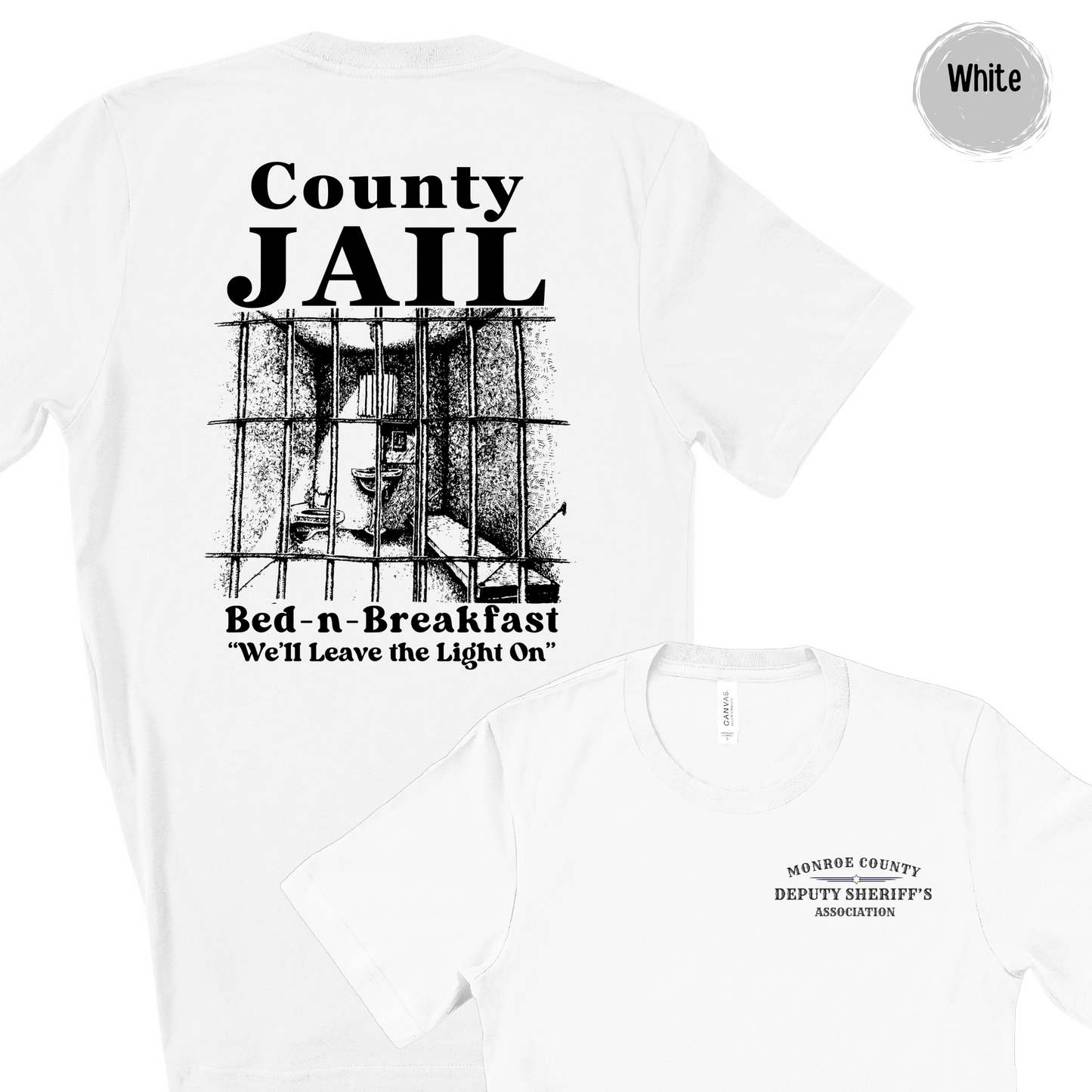 County Jail Bed-n-Breakfast Short Sleeve Bella Canvas T-Shirt with left chest union logo